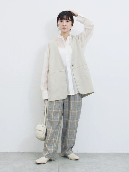 ◎バンドカラーシアーシャツ(グレー/ブラック/キナリ)|Samansa Mos2 blue(サマンサモスモス ブルー)通販