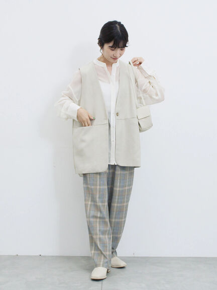 ◎バンドカラーシアーシャツ(グレー/ブラック/キナリ)|Samansa Mos2 blue(サマンサモスモス ブルー)通販