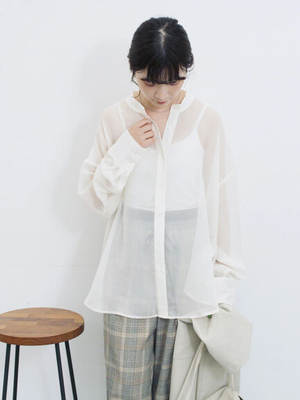 ◎バンドカラーシアーシャツ(グレー/ブラック/キナリ)|Samansa Mos2 blue(サマンサモスモス ブルー)通販