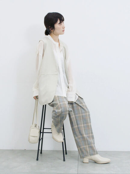 ◎バンドカラーシアーシャツ(グレー/ブラック/キナリ)|Samansa Mos2 blue(サマンサモスモス ブルー)通販