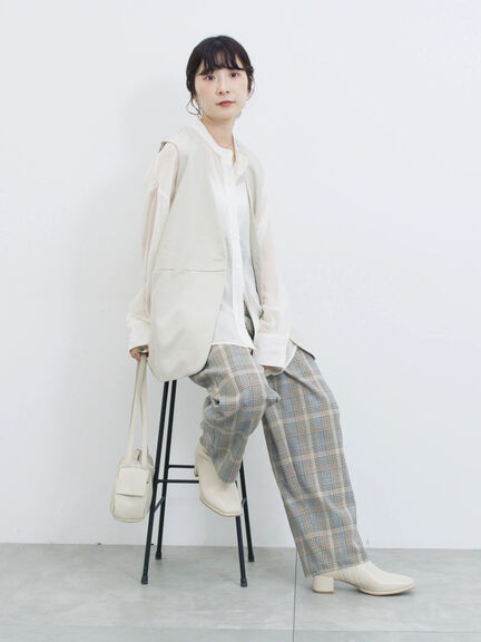 ◎バンドカラーシアーシャツ(グレー/ブラック/キナリ)|Samansa Mos2 blue(サマンサモスモス ブルー)通販