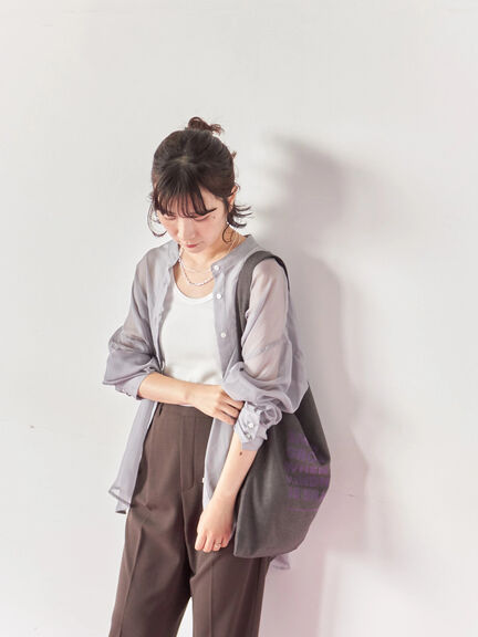 ◎バンドカラーシアーシャツ(グレー/ブラック/キナリ)|Samansa Mos2 blue(サマンサモスモス ブルー)通販