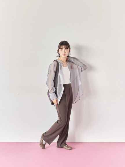 ◎バンドカラーシアーシャツ(グレー/ブラック/キナリ)|Samansa Mos2 blue(サマンサモスモス ブルー)通販