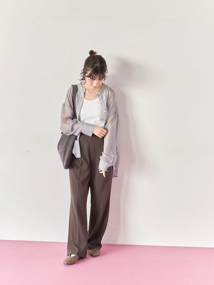 ◎バンドカラーシアーシャツ(グレー/ブラック/キナリ)|Samansa Mos2 blue(サマンサモスモス ブルー)通販