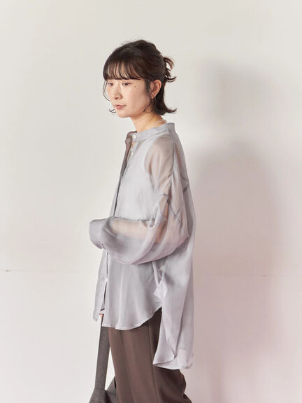 ◎バンドカラーシアーシャツ(グレー/ブラック/キナリ)|Samansa Mos2 blue(サマンサモスモス ブルー)通販