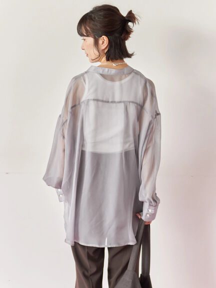 ◎バンドカラーシアーシャツ(グレー/ブラック/キナリ)|Samansa Mos2 blue(サマンサモスモス ブルー)通販