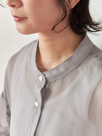 ◎バンドカラーシアーシャツ(グレー/ブラック/キナリ)|Samansa Mos2 blue(サマンサモスモス ブルー)通販