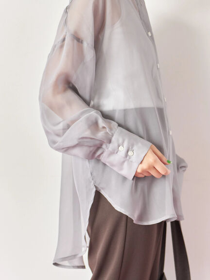 ◎バンドカラーシアーシャツ(グレー/ブラック/キナリ)|Samansa Mos2 blue(サマンサモスモス ブルー)通販