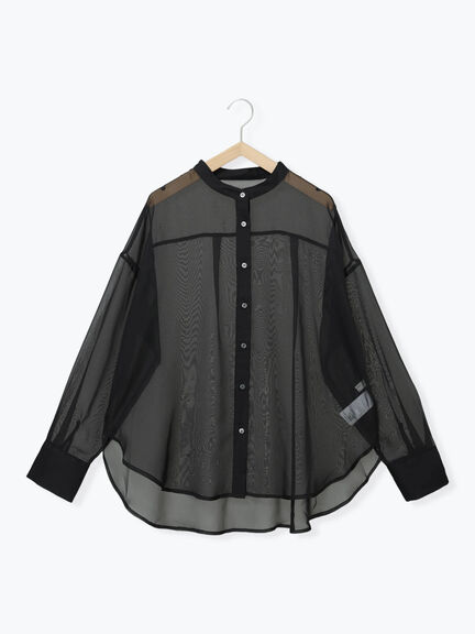 ◎バンドカラーシアーシャツ(グレー/ブラック/キナリ)|Samansa Mos2 blue(サマンサモスモス ブルー)通販