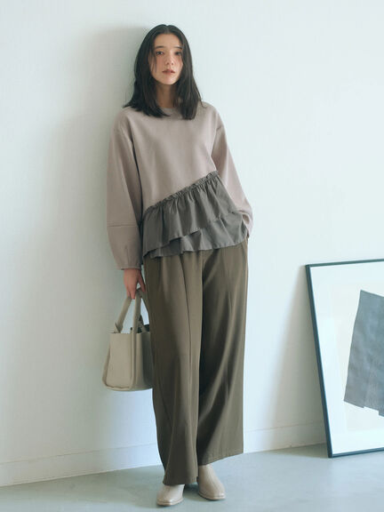 切り替えタックパンツ(ブラック/ベージュ/ブラウン)|Samansa Mos2 blue(サマンサモスモス ブルー)通販