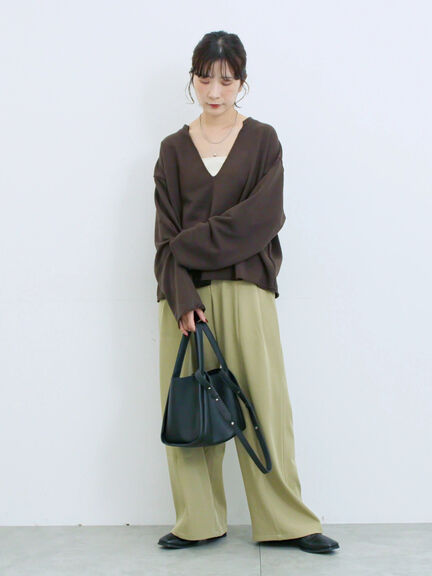 切り替えタックパンツ(ブラック/ベージュ/ブラウン)|Samansa Mos2 blue(サマンサモスモス ブルー)通販