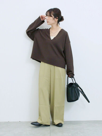 切り替えタックパンツ(ブラック/ベージュ/ブラウン)|Samansa Mos2 blue(サマンサモスモス ブルー)通販