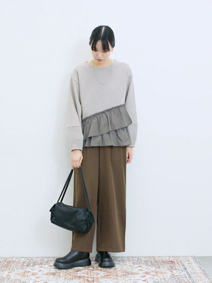 切り替えタックパンツ(ブラック/ベージュ/ブラウン)|Samansa Mos2 blue(サマンサモスモス ブルー)通販