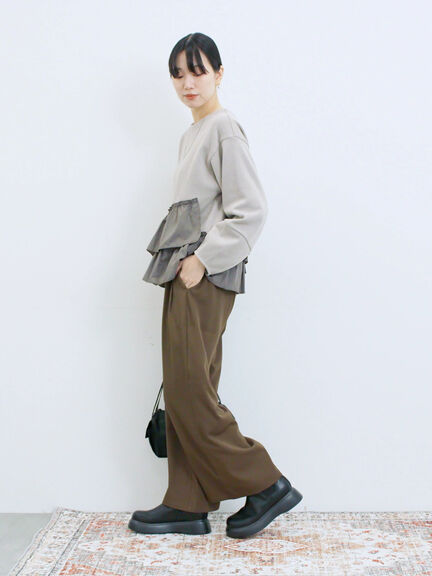 切り替えタックパンツ(ブラック/ベージュ/ブラウン)|Samansa Mos2 blue(サマンサモスモス ブルー)通販