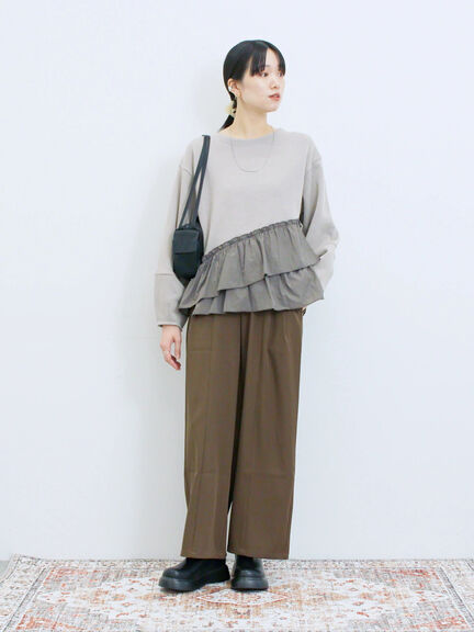 切り替えタックパンツ(ブラック/ベージュ/ブラウン)|Samansa Mos2 blue(サマンサモスモス ブルー)通販