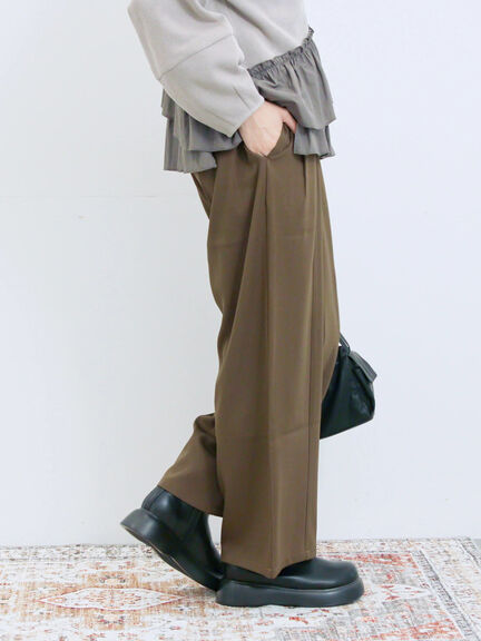 切り替えタックパンツ(ブラック/ベージュ/ブラウン)|Samansa Mos2 blue(サマンサモスモス ブルー)通販