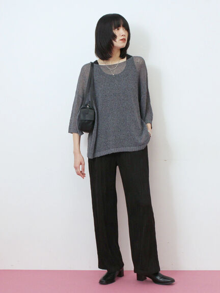 ウェーブカットパンツ(チャコールグレー/ブラック/ブラウン)|Samansa Mos2 blue(サマンサモスモス ブルー)通販