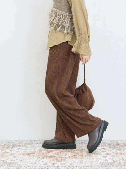 ウェーブカットパンツ(チャコールグレー/ブラック/ブラウン)|Samansa Mos2 blue(サマンサモスモス ブルー)通販