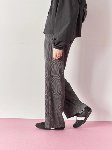 ウェーブカットパンツ(チャコールグレー/ブラック/ブラウン)|Samansa Mos2 blue(サマンサモスモス ブルー)通販