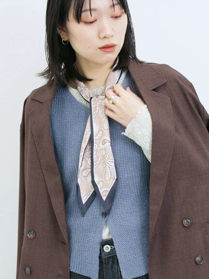 バンダナ付きニットベスト(ブラウン/ブルー/キナリ)|Samansa Mos2 blue(サマンサモスモス ブルー)通販