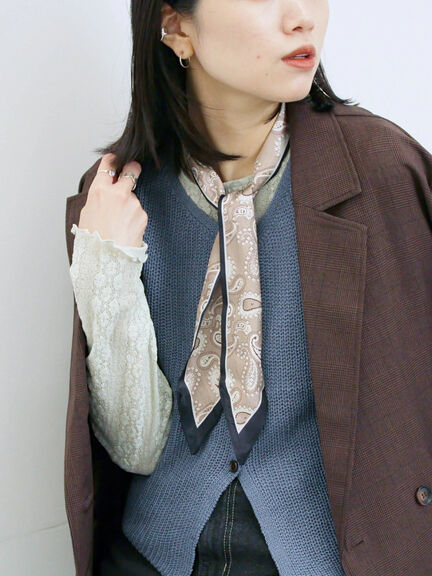 バンダナ付きニットベスト(ブラウン/ブルー/キナリ)|Samansa Mos2 blue(サマンサモスモス ブルー)通販