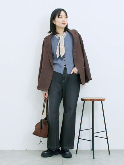 バンダナ付きニットベスト(ブラウン/ブルー/キナリ)|Samansa Mos2 blue(サマンサモスモス ブルー)通販