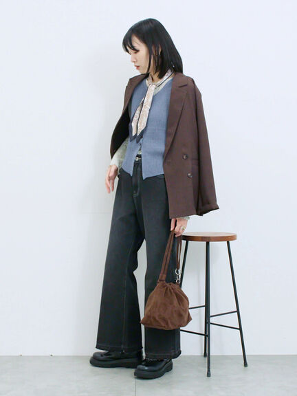 バンダナ付きニットベスト(ブラウン/ブルー/キナリ)|Samansa Mos2 blue(サマンサモスモス ブルー)通販