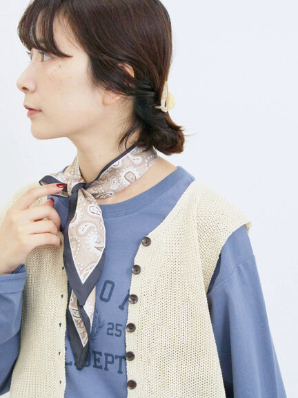 バンダナ付きニットベスト(ブラウン/ブルー/キナリ)|Samansa Mos2 blue(サマンサモスモス ブルー)通販