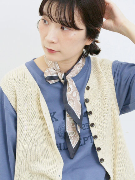 バンダナ付きニットベスト(ブラウン/ブルー/キナリ)|Samansa Mos2 blue(サマンサモスモス ブルー)通販