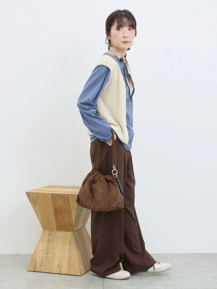 バンダナ付きニットベスト(ブラウン/ブルー/キナリ)|Samansa Mos2 blue(サマンサモスモス ブルー)通販