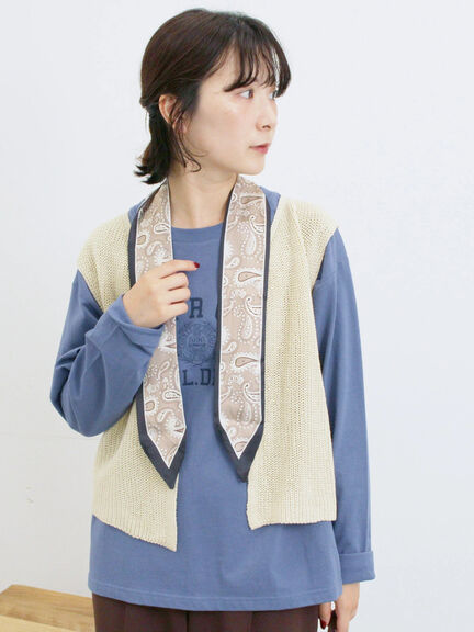 バンダナ付きニットベスト(ブラウン/ブルー/キナリ)|Samansa Mos2 blue(サマンサモスモス ブルー)通販