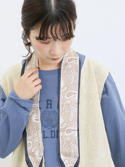 バンダナ付きニットベスト(ブラウン/ブルー/キナリ)|Samansa Mos2 blue(サマンサモスモス ブルー)通販