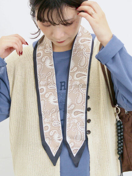 バンダナ付きニットベスト(ブラウン/ブルー/キナリ)|Samansa Mos2 blue(サマンサモスモス ブルー)通販