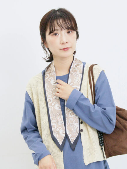 バンダナ付きニットベスト(ブラウン/ブルー/キナリ)|Samansa Mos2 blue(サマンサモスモス ブルー)通販