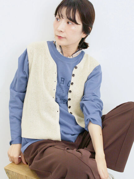 バンダナ付きニットベスト(ブラウン/ブルー/キナリ)|Samansa Mos2 blue(サマンサモスモス ブルー)通販