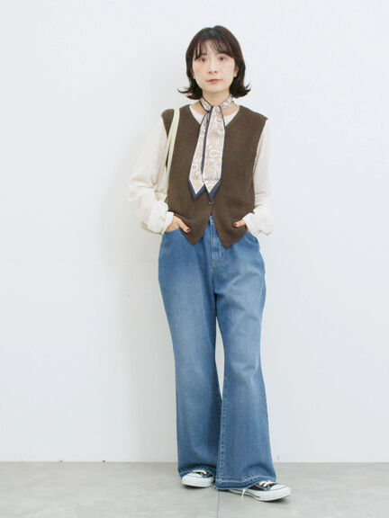 バンダナ付きニットベスト(ブラウン/ブルー/キナリ)|Samansa Mos2 blue(サマンサモスモス ブルー)通販