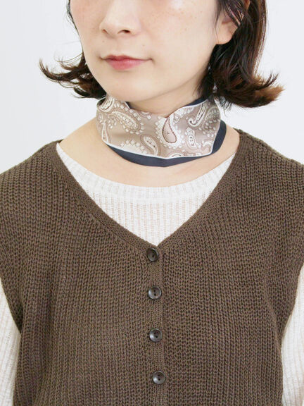 バンダナ付きニットベスト(ブラウン/ブルー/キナリ)|Samansa Mos2 blue(サマンサモスモス ブルー)通販