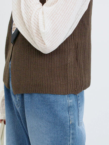 バンダナ付きニットベスト(ブラウン/ブルー/キナリ)|Samansa Mos2 blue(サマンサモスモス ブルー)通販