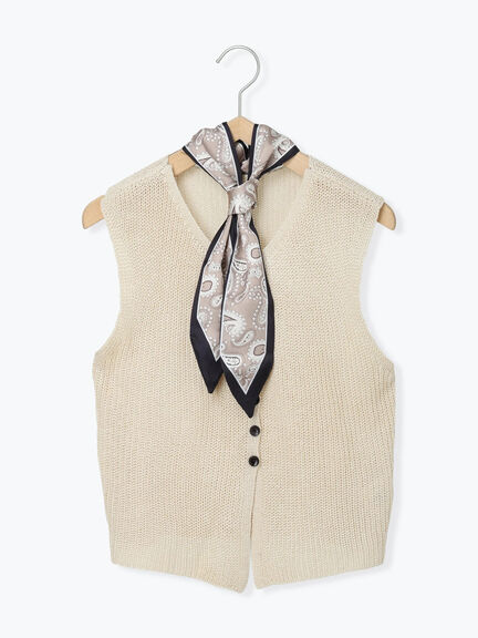 バンダナ付きニットベスト(ブラウン/ブルー/キナリ)|Samansa Mos2 blue(サマンサモスモス ブルー)通販