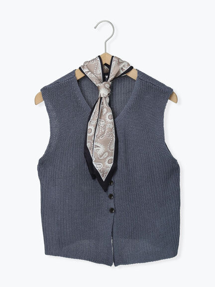 バンダナ付きニットベスト(ブラウン/ブルー/キナリ)|Samansa Mos2 blue(サマンサモスモス ブルー)通販