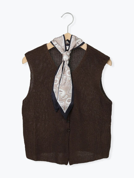 バンダナ付きニットベスト(ブラウン/ブルー/キナリ)|Samansa Mos2 blue(サマンサモスモス ブルー)通販