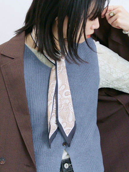 バンダナ付きニットベスト(ブラウン/ブルー/キナリ)|Samansa Mos2 blue(サマンサモスモス ブルー)通販