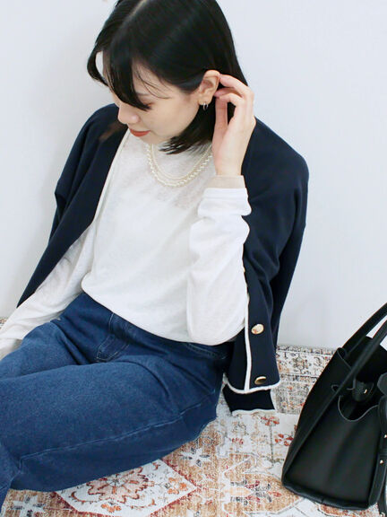 レイヤード風ロンT(オフホワイト/チャコールグレー/Sグレー)|Samansa Mos2 blue(サマンサモスモス ブルー)通販