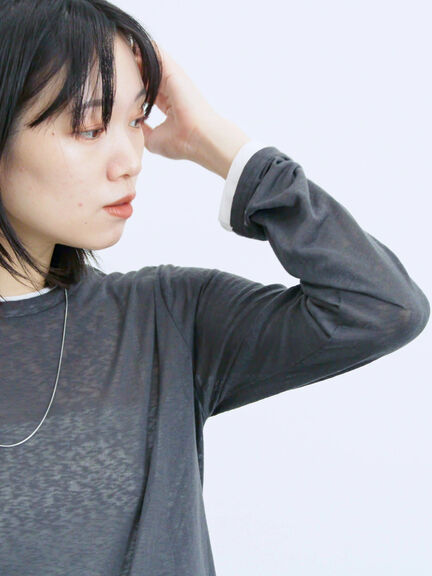 レイヤード風ロンT(オフホワイト/チャコールグレー/Sグレー)|Samansa Mos2 blue(サマンサモスモス ブルー)通販