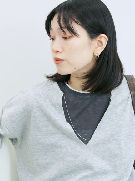 レイヤード風ロンT(オフホワイト/チャコールグレー/Sグレー)|Samansa Mos2 blue(サマンサモスモス ブルー)通販