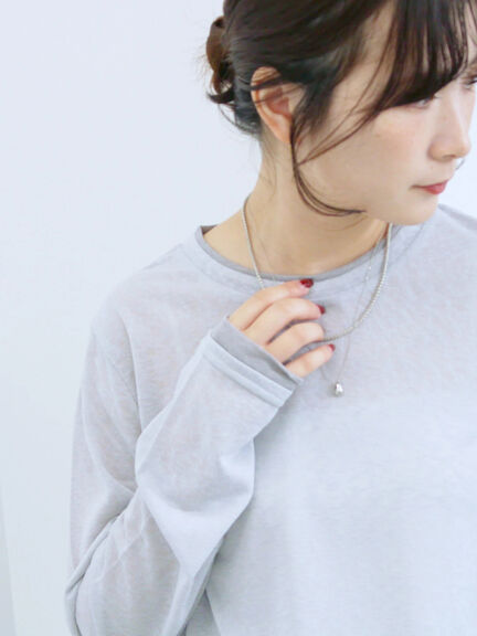 レイヤード風ロンT(オフホワイト/チャコールグレー/Sグレー)|Samansa Mos2 blue(サマンサモスモス ブルー)通販