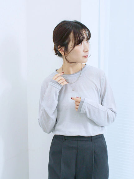 レイヤード風ロンT(オフホワイト/チャコールグレー/Sグレー)|Samansa Mos2 blue(サマンサモスモス ブルー)通販