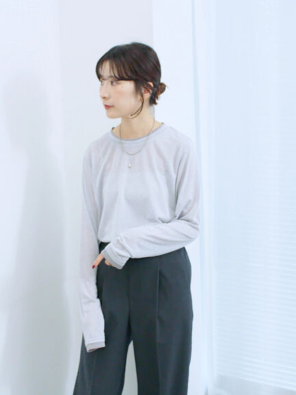 レイヤード風ロンT(オフホワイト/チャコールグレー/Sグレー)|Samansa Mos2 blue(サマンサモスモス ブルー)通販