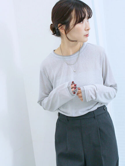 レイヤード風ロンT(オフホワイト/チャコールグレー/Sグレー)|Samansa Mos2 blue(サマンサモスモス ブルー)通販