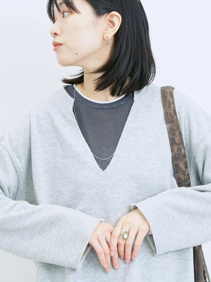 レイヤード風ロンT(オフホワイト/チャコールグレー/Sグレー)|Samansa Mos2 blue(サマンサモスモス ブルー)通販